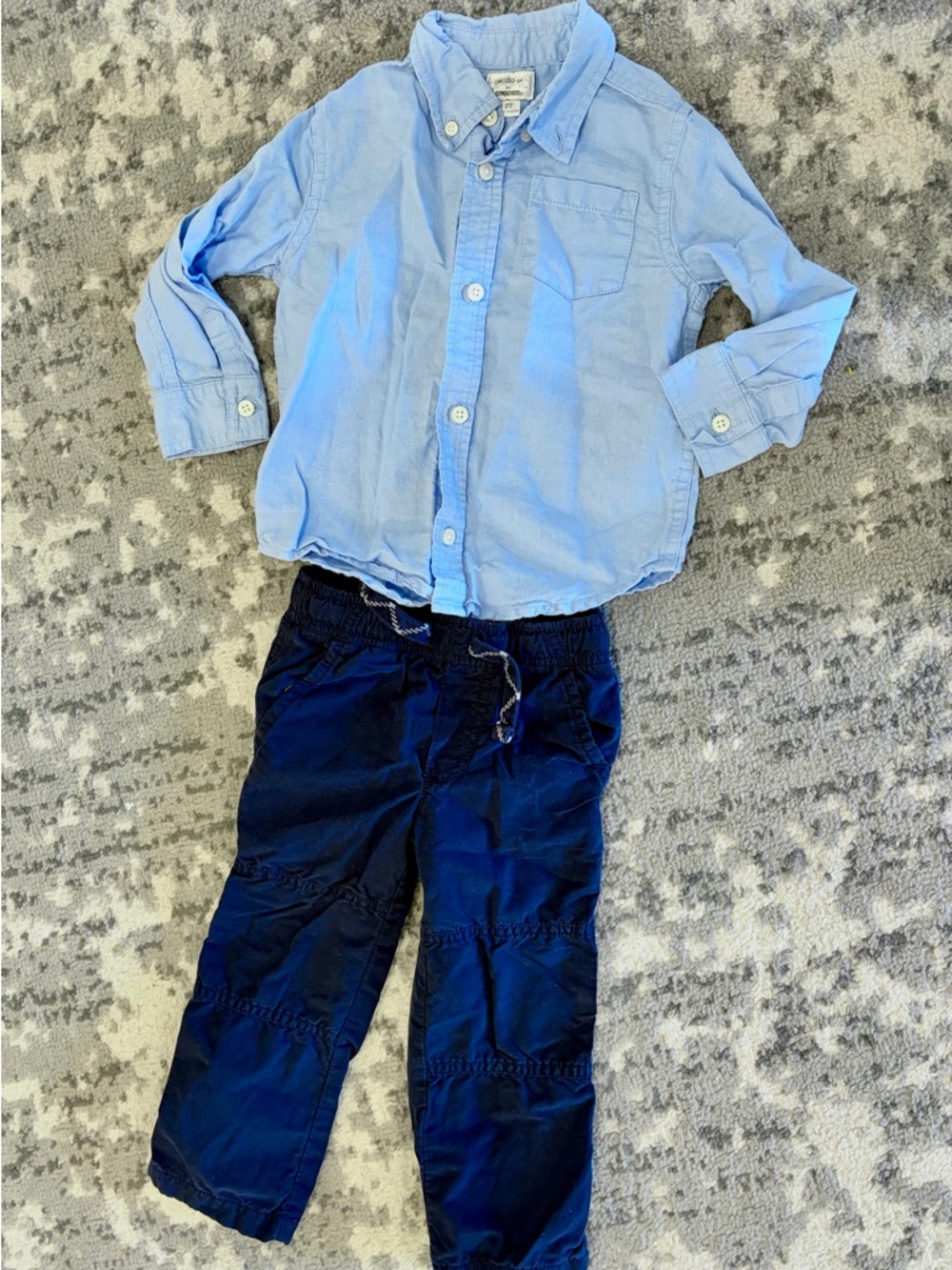 Gymboree Light Blue Button-Up Shirt and Navy Pants Set toddler boys size 2T